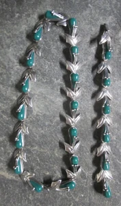E De Pichardo Sterling Green Onyx Corn Husk Necklace Bracelet Set 86.1 Grams 925 - Picture 1 of 10