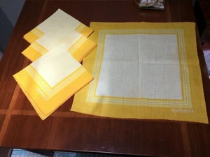4 Vtg MCM Cacharel Napkins 16"x16" Yellow Geometric - Picture 1 of 5