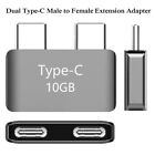 Dual Type-C Short Extender Female to Male Expansion Adapter USB C Thunder Bolt