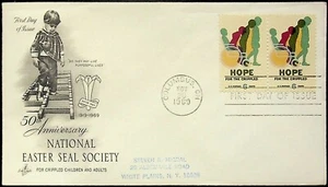 Vtg 1969 National Easter Seal Society 50th Anniv First Day of Issue Columbus OH - Picture 1 of 2
