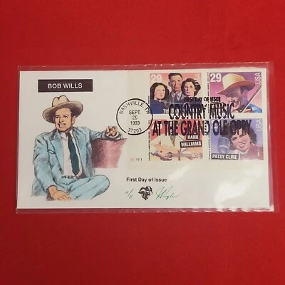 First Day of Issue Stamp Cache Envelope and Enclosure Bob Willis Country Music - Image 1 of 4