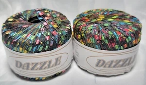 KFI Knitting Fever Dazzle Ladder Ribbon Yarn 5070 Rainbow Ombre Lot Of 2 Yarns - Picture 1 of 5