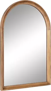 Large Rustic Brown Arched Wall Mirror 24" x 36" for Bedroom and Entryway Charm - Picture 1 of 10