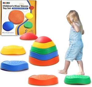 Balance Stepping Stones for Kids - 5pcs Vibrant and Nature-Themed Rainbow - Picture 1 of 6