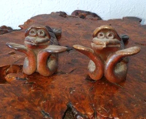 Set 2 mostri demoni dell'acqua giapponese vintage Bizen Ware Kappa ornamento statuina - Foto 1 di 7