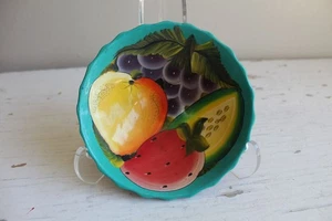 Acapulco Mexiko Tourist handbemalte Schale Obst bleifrei Terrakotta Aqua Rand - Bild 1 von 3