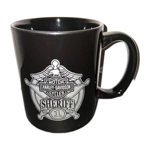 Harley Davidson Sheriff Tasse Schwarz Logo 9 Oz Selten Guter Zustand - Bild 1 von 6