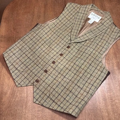 Orvis Tweed Button Hunt Vest Waistcoat Wool Work Outdoorsman Fishing L 44 - Image 1 of 4