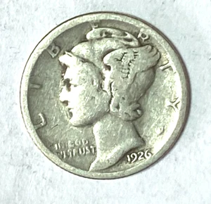 Moneda de diez centavos de plata Mercury 1926 S 10c rara San Francisco - Imagen 1 de 4