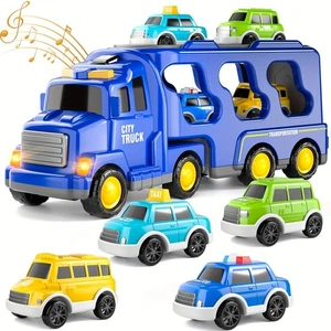 5-in-1 City Truck & Auto Spielzeug für Kleinkinder 3-5 Jahre alt - reibungsbetrieben mit - Bild 1 von 8