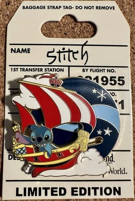 Stitch Peter Pan’s Flight Disneyland Attractions Disney Pin - Image 1 of 4