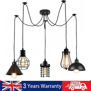 Lampada a sospensione attacco luce ragno industriale 5 vie E27 LED sospensione retrò - Foto 1 di 11