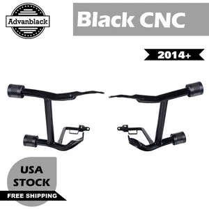 ProTek Rear Performance Black w/ Carbon Crash Bar Saddlebags Guards Fits Harley - Picture 1 of 8