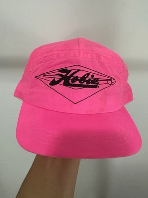 VTG 80s Hobie Beach Surf Neon Hot Pink Nylon Loop Hat Cap Adjustable Foto 1 de 4