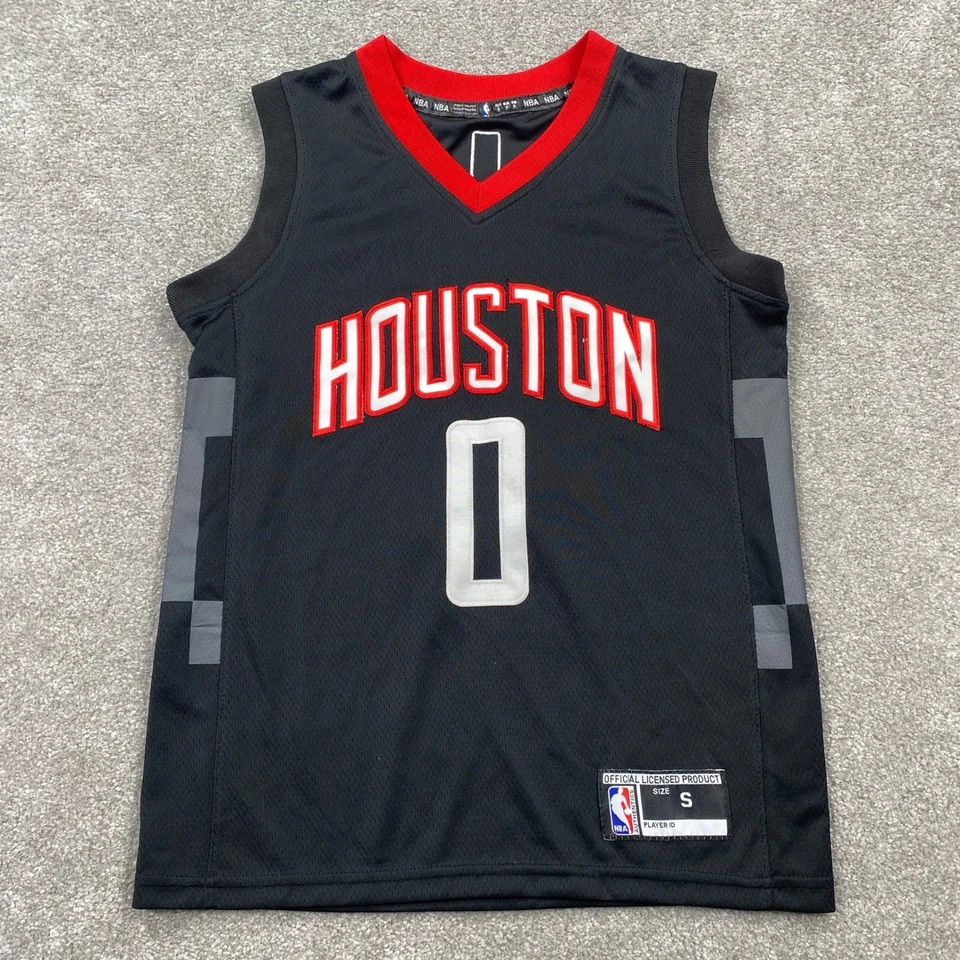 NBA 休斯顿火箭队威斯布鲁克 #0 球衣 S 码黑色红色 — 第 1/4 张图片
