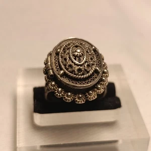 Antiker Giftring aus 800er Silber / filigran / zum öffnen, signiert - 7 Gramm - Picture 1 of 19