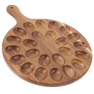 Rustikaler Holzzeihalter teuflischer Eierplatten Eggablett mit Griff - Bild 1 von 4