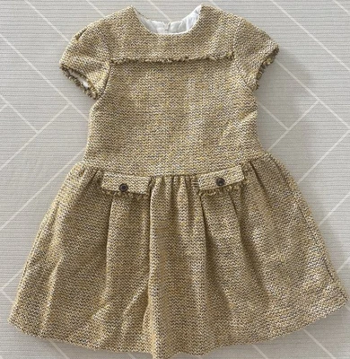 Mayoral Wool Blend Winter Gold Dress Girls Size 7/8 - Image 1 of 4