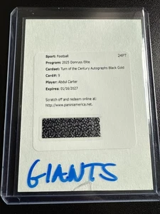 2025 Donruss Elite FOTL Turn Of The Century Auto Black/Gold Abdul Carter Redempt - Picture 1 of 1
