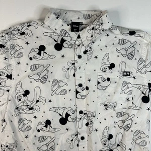 DISNEY Mickey Mouse NEFF Camisa 'Hechicero' Hombres Negro Blanco Manga Corta L RARA - Imagen 1 de 7