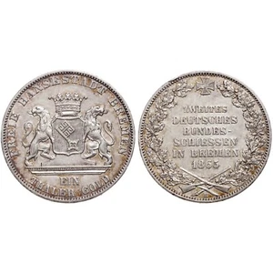German States Bremen 1865 B Shooting Thaler - Picture 1 of 3