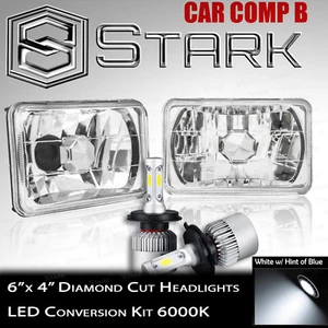 H4651 H4652 H4666 H4656 Head Light Diamond Glass Housing Lamp Chrome 4x6 LED - A - Bild 1 von 3