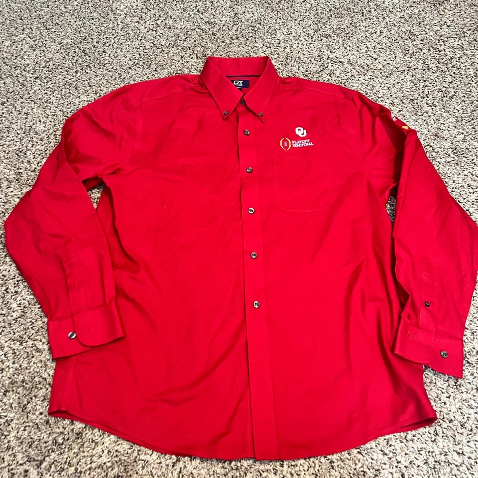Cutter & Buck Button Down Shirt Oklahoma Sooners Rose Bowl Red Large - Image 1 of 4