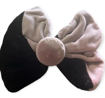 Lindo grampo de cabelo francês aveludado lilás e preto dos anos 1980, laço de cabelo vintage - Imagem 1 de 3