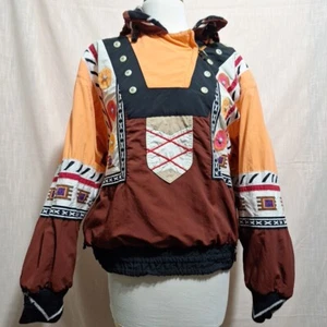 Vintage Bogner Goan Thylmann Embroidered Snow Ski Pullover Jacket Women 8 Hood - Picture 1 of 12