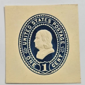 US Cut Square Sc U297, 1c blue on amber, Mint CV$40.00 (504C89) - Picture 1 of 1