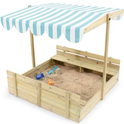 Kids Wooden Sandpit Canopy Sandbox Children Cabana Outdoor Backyard Beach Garden - Image 1 of 4