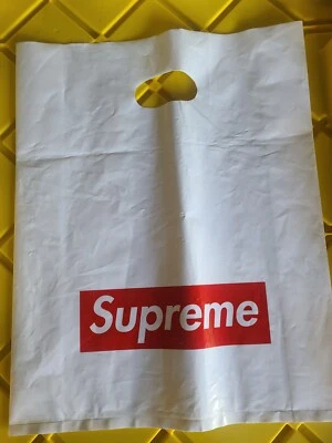 Bolsa de compras de plástico blanca Supreme original logotipo de caja roja 13" x 16"  Foto 1 de 3