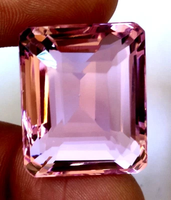 92,20 ct. großer rosa Kunzit Smaragd facettierter Schliff lose Edelstein Gesc... - Bild 1 von 4