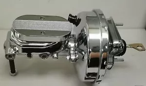 1967 1968 1969 MUSTANG 9" CHROME POWER BRAKE BOOSTER Ball Milled MASTER CYLINDER - Picture 1 of 4