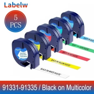 5PK Refills Plastic Label Tape for DYMO LetraTag 91331 91332 91333 91334 91335 - Picture 1 of 11