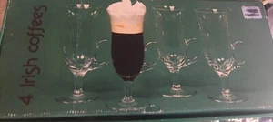 Vintage Irish Coffee Stemmed Glass Set Of 4 Hand Blown 10oz Manor House Yugoslav - Picture 1 of 7