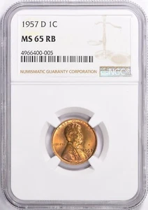 ‎1957-D Lincoln Wheat Penny 1C NGC MS 65 RB - Picture 1 of 6