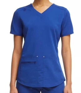 NWT Scrubstar Ultimate Scrub Top Stretch Twill Criss Cross V-Neck Blue Sz XS - Picture 1 of 8