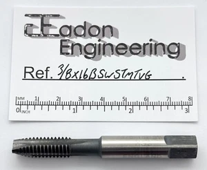 3/8" x 16TPI BSW (British Standard Whitworth) Straight Machine Tap, HSS. - Picture 1 of 2