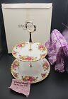 Vintage 1962 Original Box Royal Albert Old Country Roses 2 Tier Cake Stand Plate