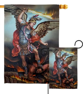 San Miguel Vencedor Satanás Jardín Bandera Fe Religiosa Regalo Patio Bandera - Imagen 1 de 19