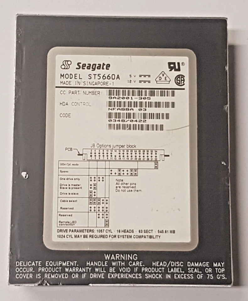 545 MB Ide Vintage Seagate ST5660A P-Ata Pn 9A2001-305 4.5K 256KB 3.5 " HDD - Image 1 of 1