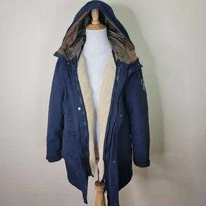 Zara Girls Blue Detachable 2 in 1 Winter Jacket Navy Blue Fleece Lined Sz 13-14 - Picture 1 of 9