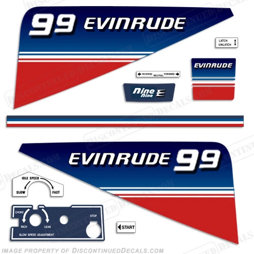 Fits Evinrude 9.9hp Outboard Decal Kit - 1980 - Image 1 of 1