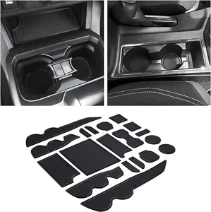 Black Console Cup Holder Rubber Liner Mat Door Pocket Slot Pad Fits 16-23 Tacoma - Bild 1 von 7