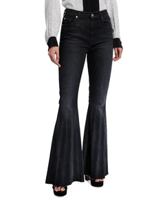 7 For All Mankind Plissee Mega Flare Jeans Washed Black Größe 26 - Bild 1 von 7