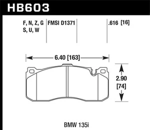 Hawk Performance HB603F.616 HPS Disc Brake Pad Fits 08-13 135i 135is - Picture 1 of 4