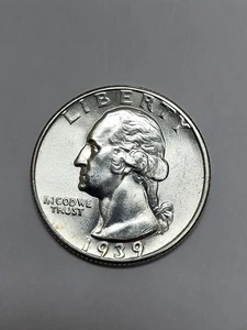 1939 Washington Quarter FLASHY WHITE UNCIRCULATED Coin !!! - Picture 1 of 4