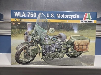 Italeri WLA 750 Harley Motorcycle 1:9 Scale Model Kit 7401 New Sealed In Box - Image 1 of 3