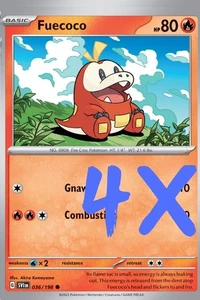 4X Pokémon TGC Fuecoco 036/198 Scarlet & Violet Base Set English 2023 NM - Picture 1 of 1